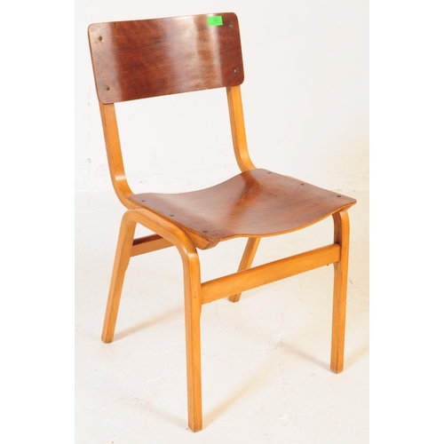 551 - British Modern Design - A set of four bentwood / plywood mid century stacking school chairs. Single ... 