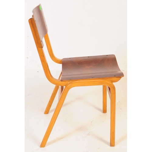 551 - British Modern Design - A set of four bentwood / plywood mid century stacking school chairs. Single ... 