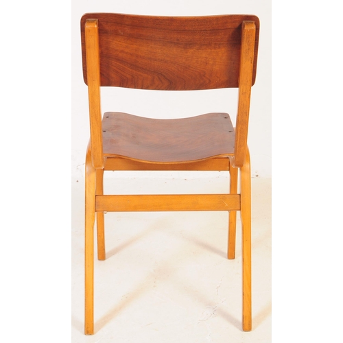 551 - British Modern Design - A set of four bentwood / plywood mid century stacking school chairs. Single ... 