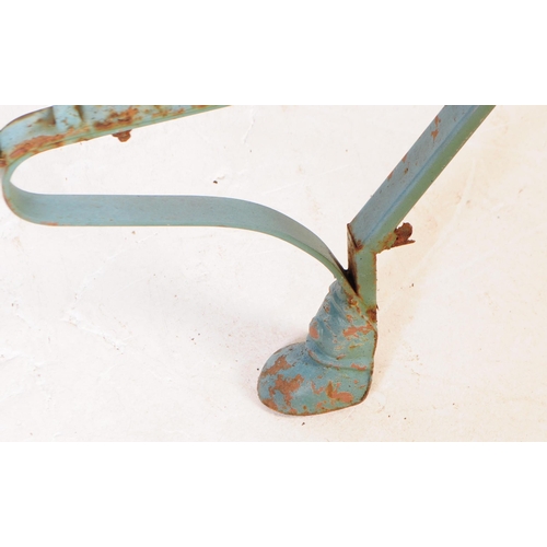 558 - A 20th century French manner painted iron corner plant stand etagere. The stand having four curved s... 