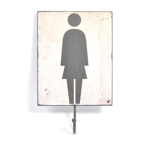 565 - Two 20th century cafe restaurant restroom signs / clothes hooks. The signs showing traditional male ... 