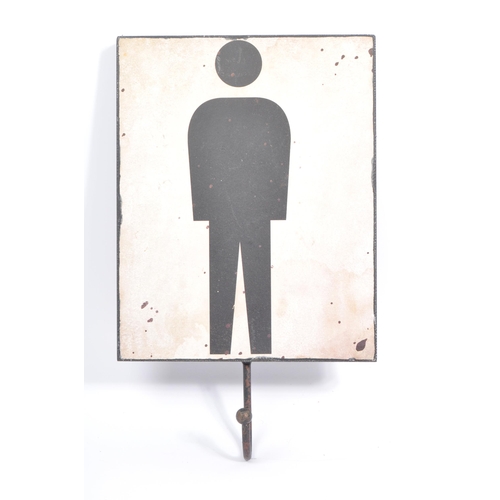 565 - Two 20th century cafe restaurant restroom signs / clothes hooks. The signs showing traditional male ... 