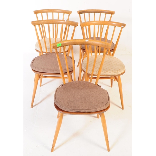 598 - Ercol - Model 449 - A set of Five vintage 20th century beech and elm stick back dining chairs by Erc... 