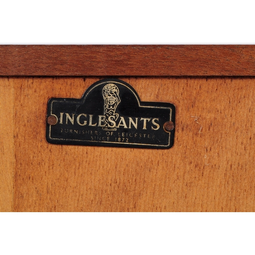 603 - Inglesants - A retro mid 20th century teak bookcase display cabinet. Rectangular form with double, t... 