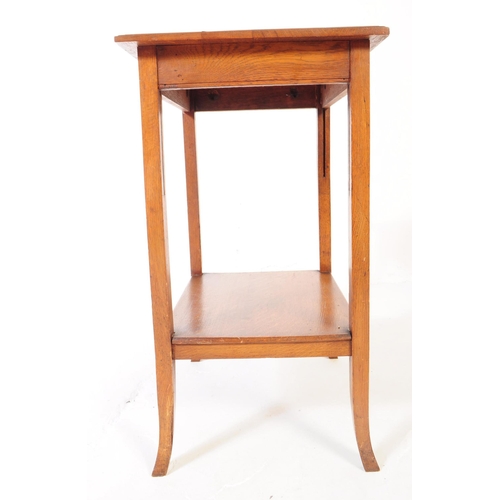 605 - An early to mid century oak wood side table together with an art deco walnut veneer bedside cabinet.... 