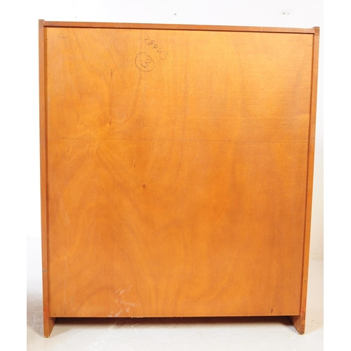 615 - Remploy - A mid 20th century teak wood bureau desk. Of rectangular form with pull down front cabinet... 