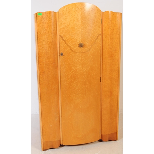 616 - A vintage early 20th century circa 1930s Art Deco birds eye maple bachelors compact wardrobe free st... 