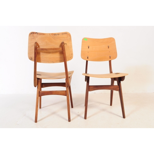 646 - Pair of vintage 20th century Danish manner teak dining chairs. With panel back rest and seat, curved... 