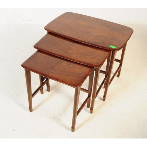 664 - Remploy - A mid 20th century Remploy nest of tables. The tables having rounded shaped tops of rectan... 