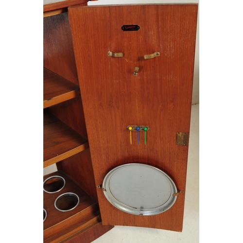 679 - British Modern Design - A mid 20th century teak drinks / cocktail cabinet. Twin front doors with fla... 