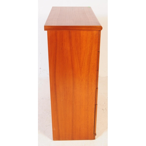 680 - British Modern Design - A contemporary teak veneer chest of drawers. Rectangular form with two short... 