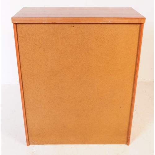 680 - British Modern Design - A contemporary teak veneer chest of drawers. Rectangular form with two short... 