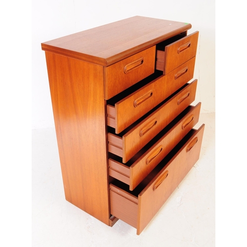 680 - British Modern Design - A contemporary teak veneer chest of drawers. Rectangular form with two short... 