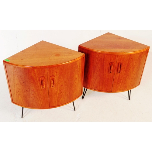 739 - G-Plan - A pair of mid 20th century G Plan teak wood corner cabinets / bedside cupboards. The cabine... 