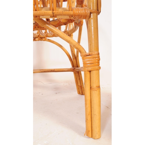 755 - A mid century Italian manner bamboo armchair in the manner of Franco Albini together with a similar ... 