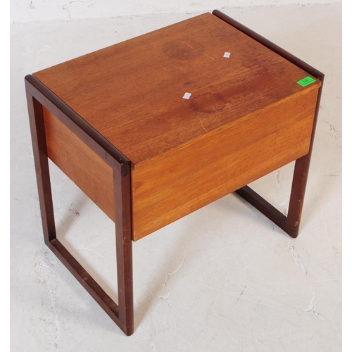 768 - British Modern Design - Retro mid 20th century teal sewing box / table. Of rectangular design with q... 