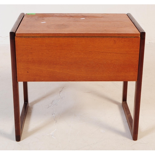 768 - British Modern Design - Retro mid 20th century teal sewing box / table. Of rectangular design with q... 