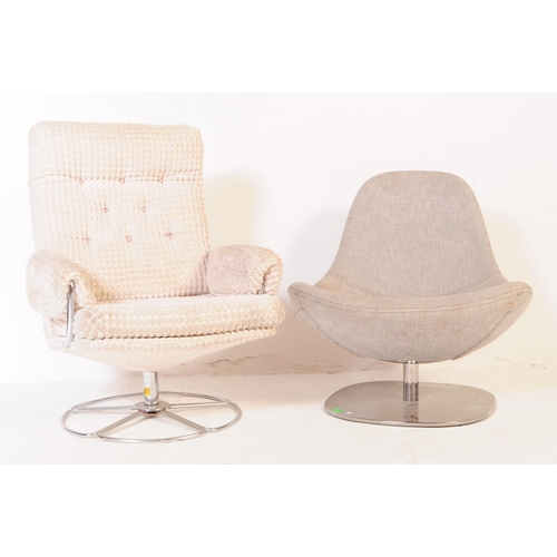 790 - British Modern Design - Two mid 20th century retro design armchairs. One having egg form with grey u... 