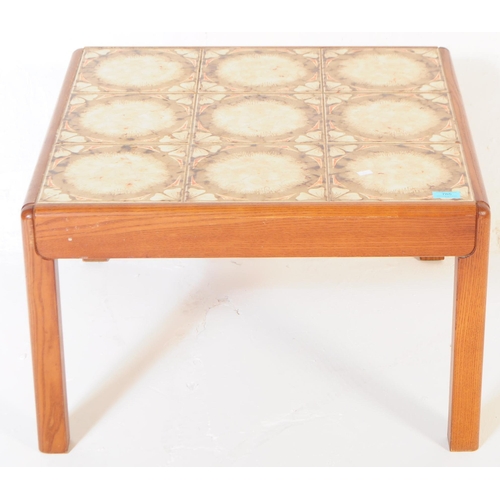 695 - G-Plan - A mid 20th century G-Plan tile topped teak wood coffee table. The table having a square top... 