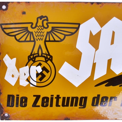 127 - A WWII Second World War Third Reich Nazi German interest SA / Brownshirts enamel sign. Measures appr... 