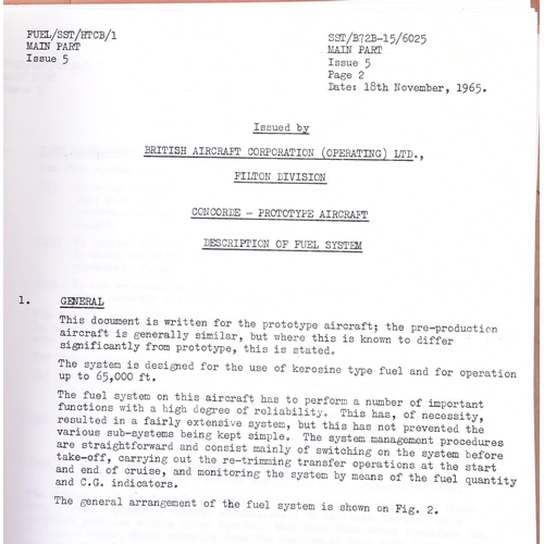 14 - Concorde - a 1965 dated British Aircraft Corporation (Operating) Ltd Concorde Prototype Fuel System ... 