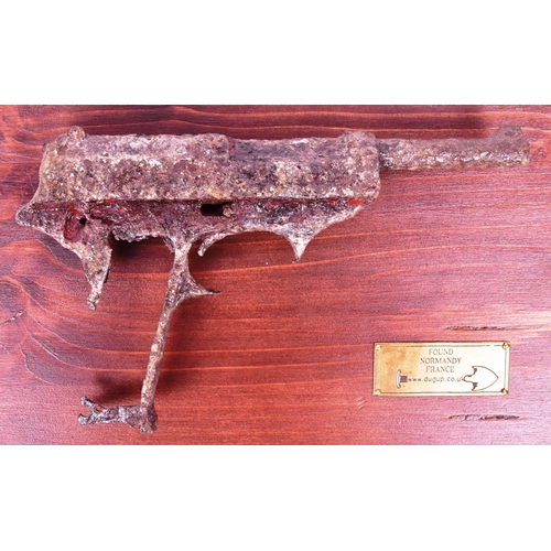 143 - A WWII Second World War Third Reich Nazi German P-38 Walther pistol battlefield relic. Mounted onto ... 