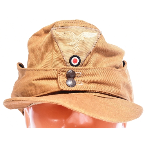 163 - A WWII Second World War Third Reich Nazi German Luftwaffe Afrika Korps field cap. Tan / desert fabri... 