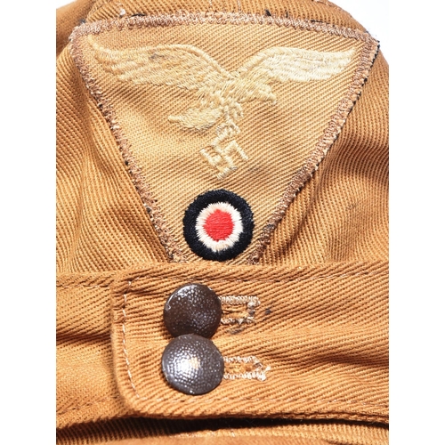 163 - A WWII Second World War Third Reich Nazi German Luftwaffe Afrika Korps field cap. Tan / desert fabri... 