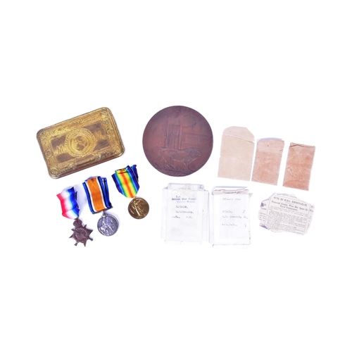 170 - A WWI First World War medal trio and death plaque from one J. 21416 H. H Edwards Able Body Seamen of... 