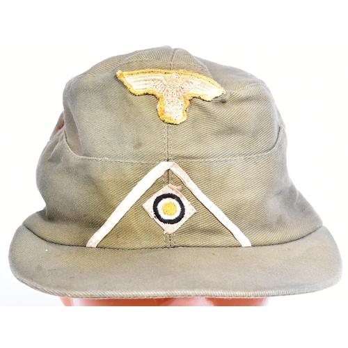 171 - A WWII Second World War Third Reich Nazi German Afrika Korps forage cap. Olive drab fabric with a fr... 