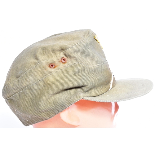 171 - A WWII Second World War Third Reich Nazi German Afrika Korps forage cap. Olive drab fabric with a fr... 