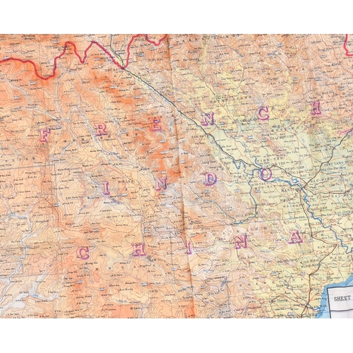 182 - A WWII Second World War related silk ' escape ' map of French Indo China. Double sided. 1:1,000,000.... 