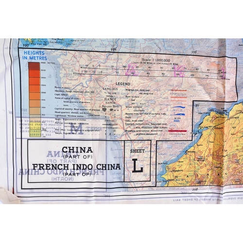 182 - A WWII Second World War related silk ' escape ' map of French Indo China. Double sided. 1:1,000,000.... 