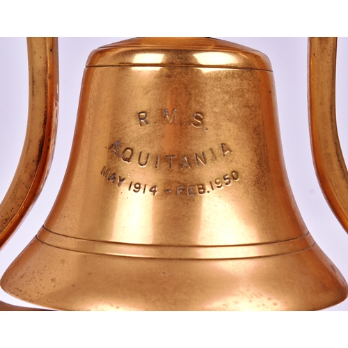 197 - RMS Aquitania - a brass presentation bell commemorating Cunard Ocean Liner RMS Aquitania May 1914 - ... 