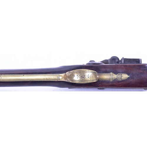 21 - An 18th Century Moore of London made flintlock brass barrelled blunderbuss pistol. The lock plate fa... 