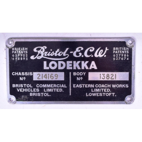 213 - Bristol Bus Interest - a Bristol Lodekka E.C.W Eastern Coach Works chassis plate and a Bristol VR gr... 