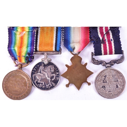 217 - A WWI First World War miniature medal group comprising Victory medal, British War medal, 1914 / Mons... 