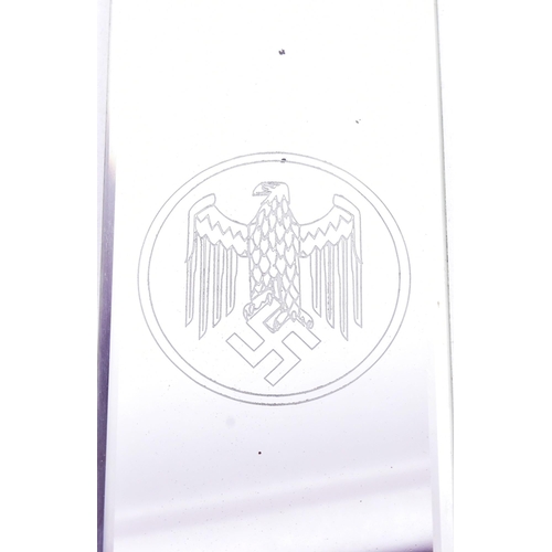 222 - A WWII Second World War Third Reich Nazi German Government building glass plaque. Etched with a Nazi... 