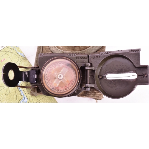 223 - A Vietnam War era US United States Military compass with canvas pouch and a large 1965 dated 1:25,00... 