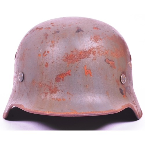 230 - A WWII Second World War Third Reich Nazi German Luftwaffe Officers M35 Stahlhelm helmet. Double deca... 