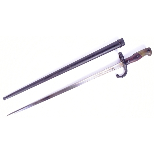 248 - An original 19th Century French 1881 pattern Gras rifle bayonet. The hilt with brass pommel and wood... 