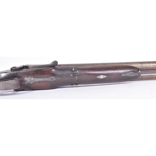 25 - An antique 19th century 12 bore pinfire percussion shotgun by JV Needham of Birmingham. Foliate engr... 