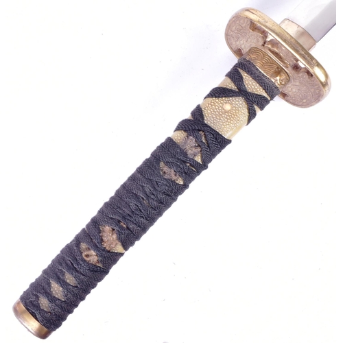 273 - A 20th Century vintage Japanese Samurai Katana sword. Brass pommel with Koi fish motif, celluloid ra... 