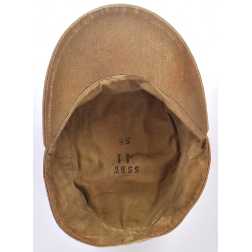 277 - A WWII Second World War Third Reich Nazi German Waffen SS forage cap. Khaki with an applied skull an... 