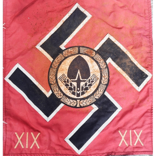 280 - A WWII Second World War Third Reich Nazi German RAD Labour Service trumpet banner / flag. Double sid... 