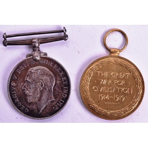 281 - A WWI First World War medal pair awarded to one 2212 Pte R. C. Johnson of the Norfolk Regiment compr... 