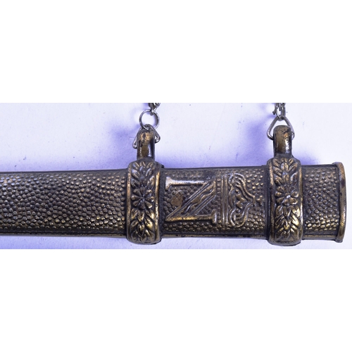 288 - A reproduction 19th Century style Napoleonic French Naval dirk. Brass hilt with floral motifs and Fr... 