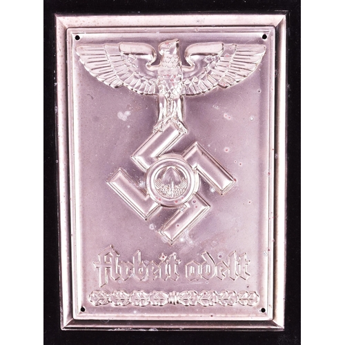 289 - A WWII Second World War Third Reich Nazi German RAD Reich Labour Service presentation wall plaque. N... 