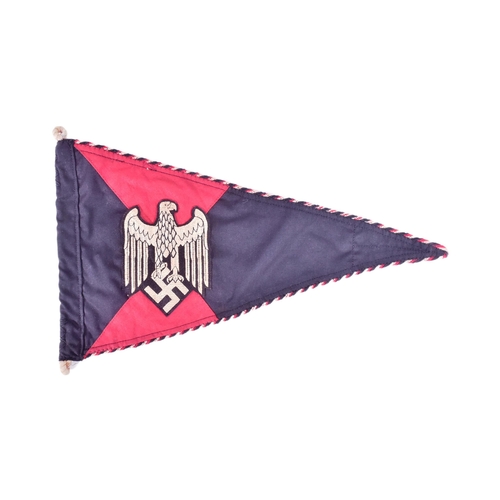 320 - A WWII Second World War Third Reich Nazi German Panzer / Tank pennant flag. Double sided red and bla... 