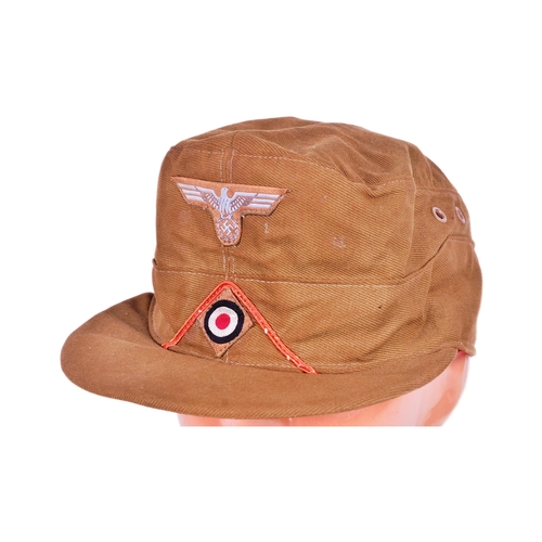 330 - A WWII Second World War Third Reich Nazi German Afrika Korps field cap. Tan / desert fabric front ap... 